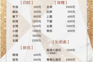 除毛各部位價格表