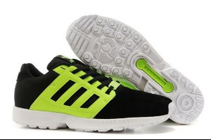 adidas zx flux 2.0 冬季反毛皮輕量緩震潮流復古男鞋 黑螢光綠