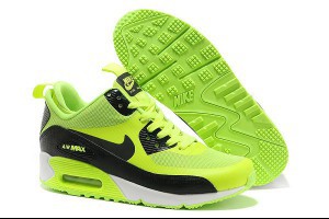 nike air max 90系列 中幫複刻透氣情侶氣墊跑鞋 螢光綠黑