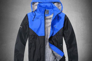 adidas外套 2014新品熱賣 拼色時尚男生可拆卸連帽外套 黑藍色