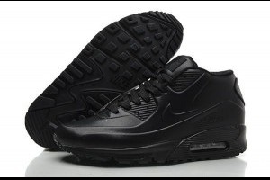 nike air max 90系列 無縫新配色高幫時尚皮質氣墊男鞋 全黑色