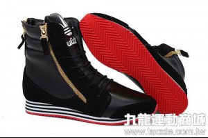adidas三葉草鞋子 範冰冰同款增高休閒高幫女鞋 黑色