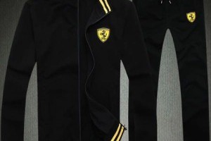 ferrari衣服 2014新款 法拉利LOGO印花男生立領套裝 黑色