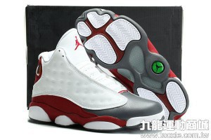 air jordan 13代 2014新款 熊貓限量版時尚男生高幫籃球鞋 白紅灰