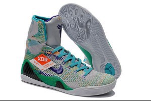 nike kobe 9代 2014新品上市 編織時尚高幫男生戰靴 灰綠紫