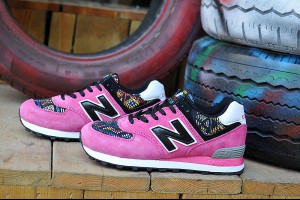 new balance 574系列 四大美人編織繡復古情侶跑鞋 粉色