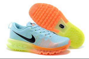 nike air max 2014 慢跑鞋 彩虹飛線皮面印刷版女鞋 淺藍橙綠
