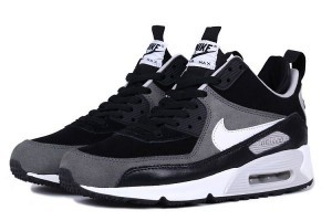 nike air max 90系列 時尚高幫皮面男生氣墊跑鞋 黑深灰白