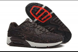 nike air max lunar90 復古時尚編織醬色花紋男生慢跑鞋 深咖啡色