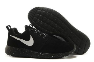 nike roshe run 2014新款 倫敦奧運限量版 反毛皮時尚情侶運動鞋 黑白色