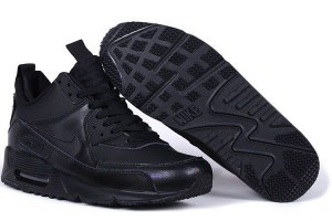 nike air max 90系列 時尚高幫皮面男生氣墊跑鞋 黑色