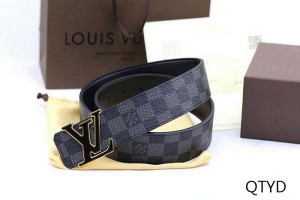 lv皮帶 黑金色LVmark經典格子紋時尚百搭款 灰綠色