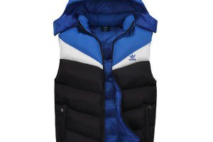 adidas馬甲 三葉草拼色可拆卸帽修身保暖男裝 855款黑色