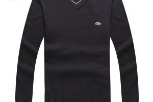 lacoste 鱷魚 2014秋冬新款 灰邊V領時尚男裝毛衣 黑色