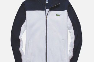 lacoste 鱷魚 2014秋冬新款 拼色時尚立領男裝外套 白深藍