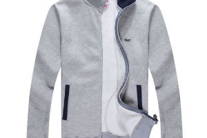 lacoste 鱷魚 條紋邊拼色時尚男生立領外套 359款灰色
