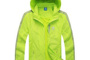 adidas外套 三葉草條紋時尚男生連帽風衣外套 5768款螢光綠
