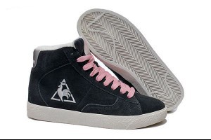 公雞牌le coq sportif 高幫系列女生時尚加毛保暖休閒鞋 深灰粉