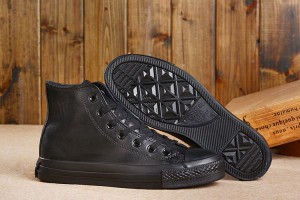 converse特賣會2014 膽色過人經典皮面時尚情侶高幫休閒鞋 黑色(TW)-converse官方網-converse帆布鞋|高筒帆布鞋|all star_converse專賣店-converse特賣會2014(3折賣)