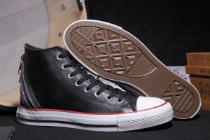converse特賣會2014 經典皮款三層拉鏈拼接時尚高幫情侶鞋 黑色(TW)-converse官方網-converse帆布鞋|高筒帆布鞋|all star_converse專賣店-converse特賣會2014(3折賣)
