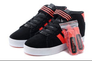 adidas neo系列 潮流時尚校園板鞋 魔術貼高幫情侶鞋 黑紅色(TW)-Adidas-nike官方網目錄2015_nike官方網_adidas官方目錄_愛迪達外套_adidas外套_nike鞋【九龍運動商城特賣會】