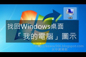  如何找回Win7, Win8桌面上「我的電腦」圖示捷徑 @水中資資教 